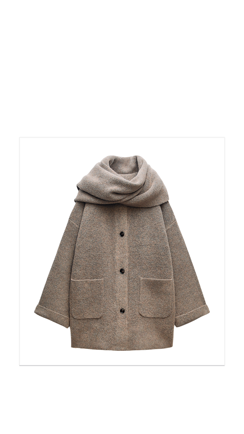 Krótki płaszcz dzianinowy z szalikiem