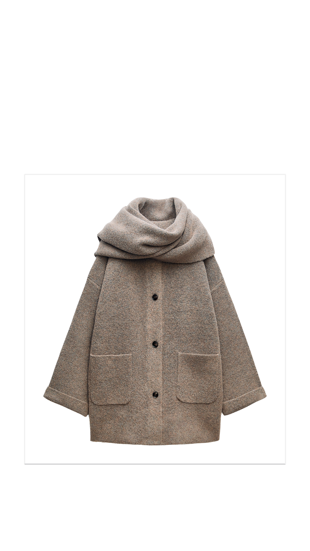 Krótki płaszcz dzianinowy z szalikiem