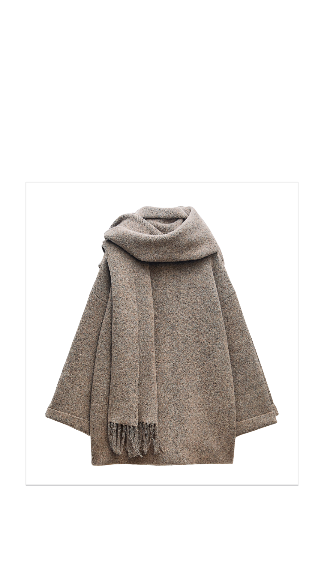 Krótki płaszcz dzianinowy z szalikiem